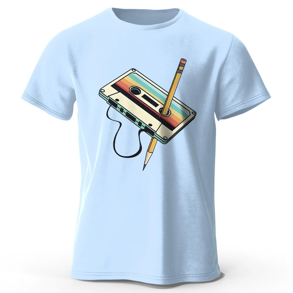 Men's Summer Essential 100% Cotton Printed T-Shirt, Soft & Breathable Round Neck Short Sleeve Tee, Unisex Casual Wear