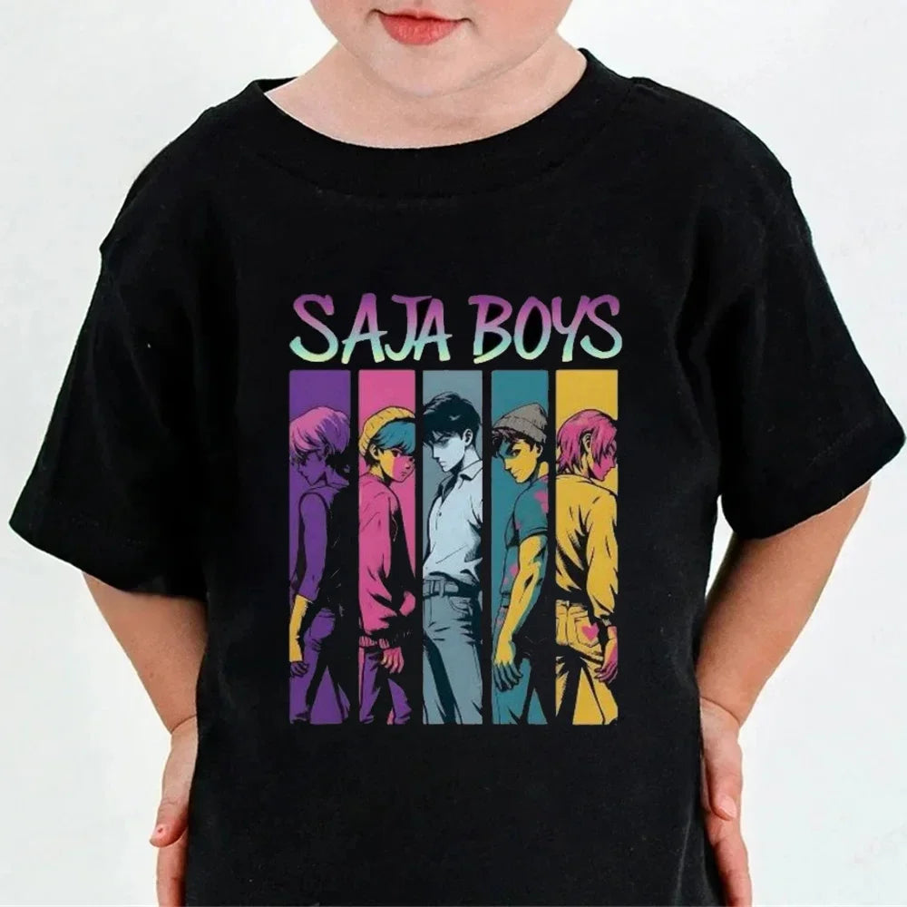 Kpop Demon Hunters Kids T-Shirt Short Sleeve Saja Harajuku Style Cute Unisex Kdis Top for Boys And Girls