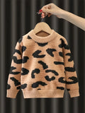 Girls' Sweater Winter Clothing New Trendy Autumn and Winter Style for Older Children, Fleece-Lined and Thickened