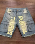 American Retro Gothic Women Denim Shorts Pattern Embroidery Loose Unisex Shorts Y2K Printing Korean Casual Fashion Couple Shorts