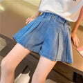 Summer Kid Girls' A-line Shaped Denim Shorts Korean Fashion Hot Pants New Children's Jeans 3-12Year Young Girls' Shorts Jeans