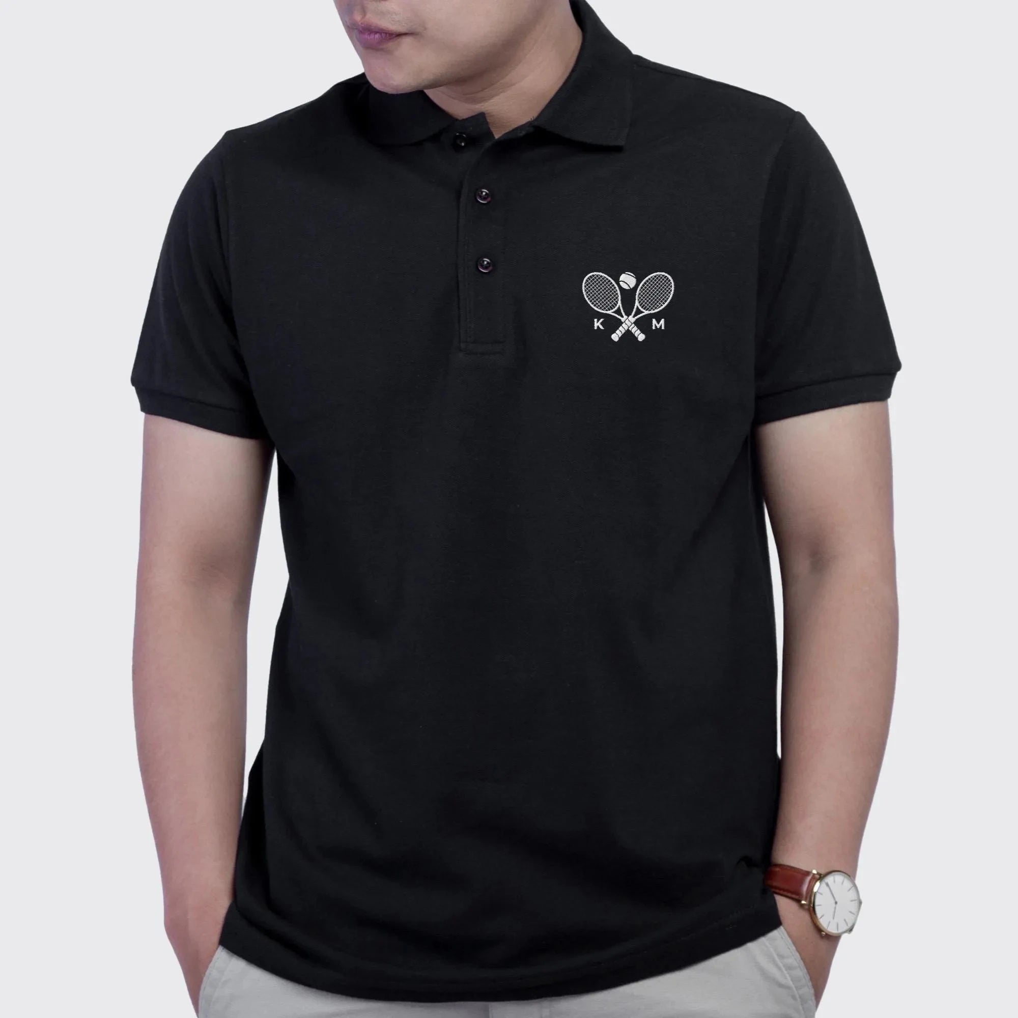 Custom Monogram Tennis Polo Shirt, Personalized Tennis Team Polo, Custom Initials Sports Shirt, Gift for Tennis Polo Top