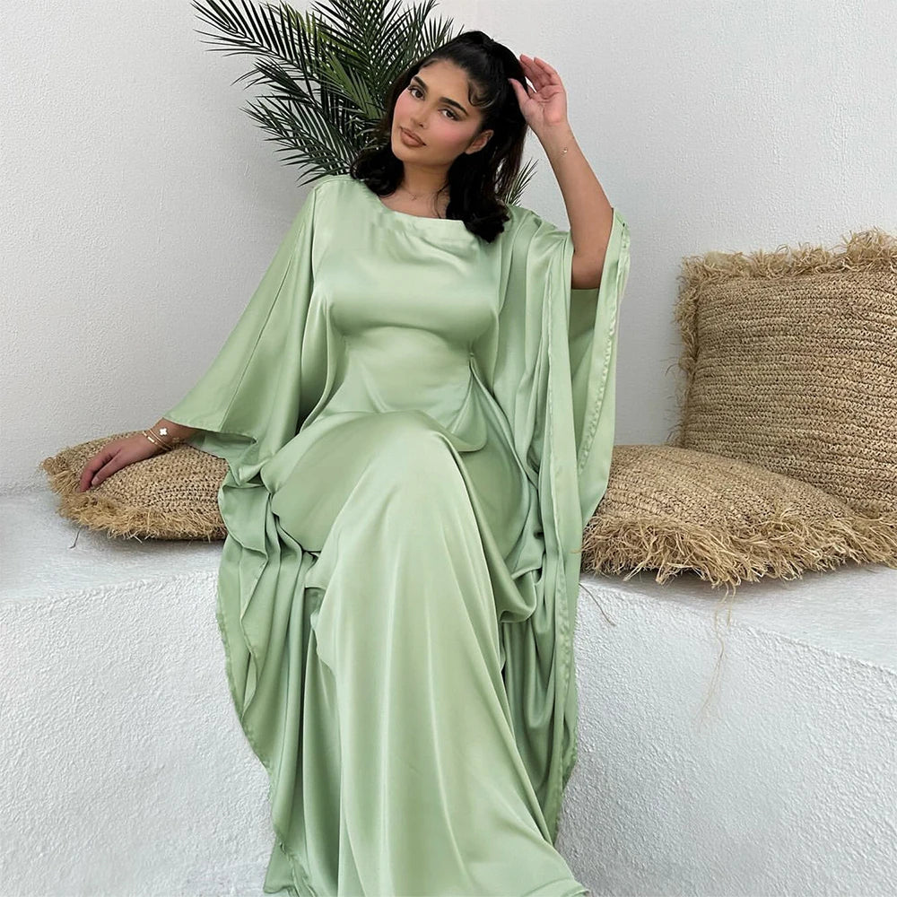 Comfortable Classic Abaya 2025 Islamic Clothing Satin Fabric Batwing Kaftan Women's Dresses Modest Abaya Women Muslim Dress