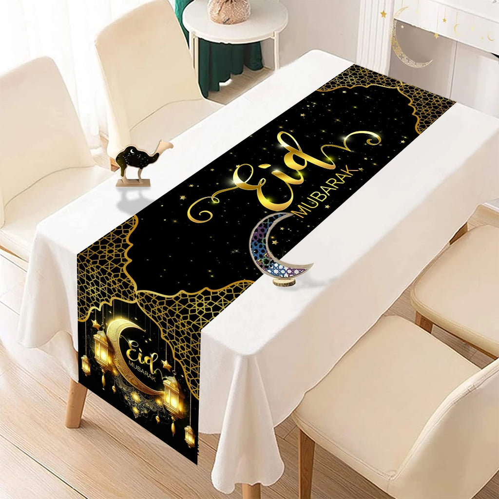 Eid Mubarak Table Runner Ramadan Tablecovers Ramadan Kareem Decoration for Home 2026 Islamic Muslim Party Eid Al Adha Gifts