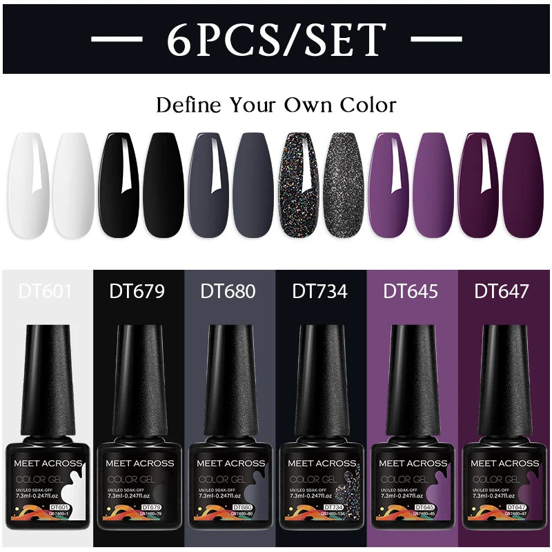 6pc Nail Gel Polish Set DIY Nail Art Semi Permanent UV LED Gel Kit For Nails Decoration Manicure Soak Off Painting Vernis Design