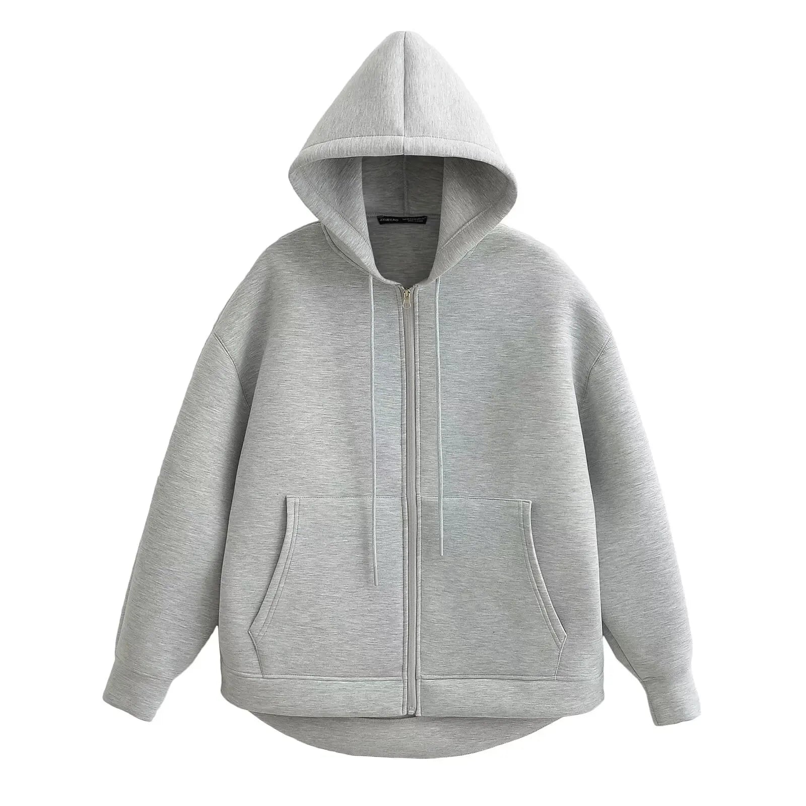 Loose Fit Hooded Zipper Jacket