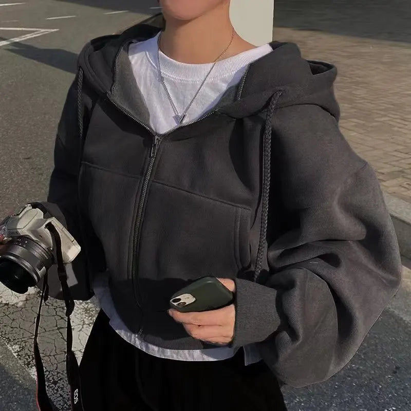 Women’s Fleece-Lined Cropped Zip Hoodie