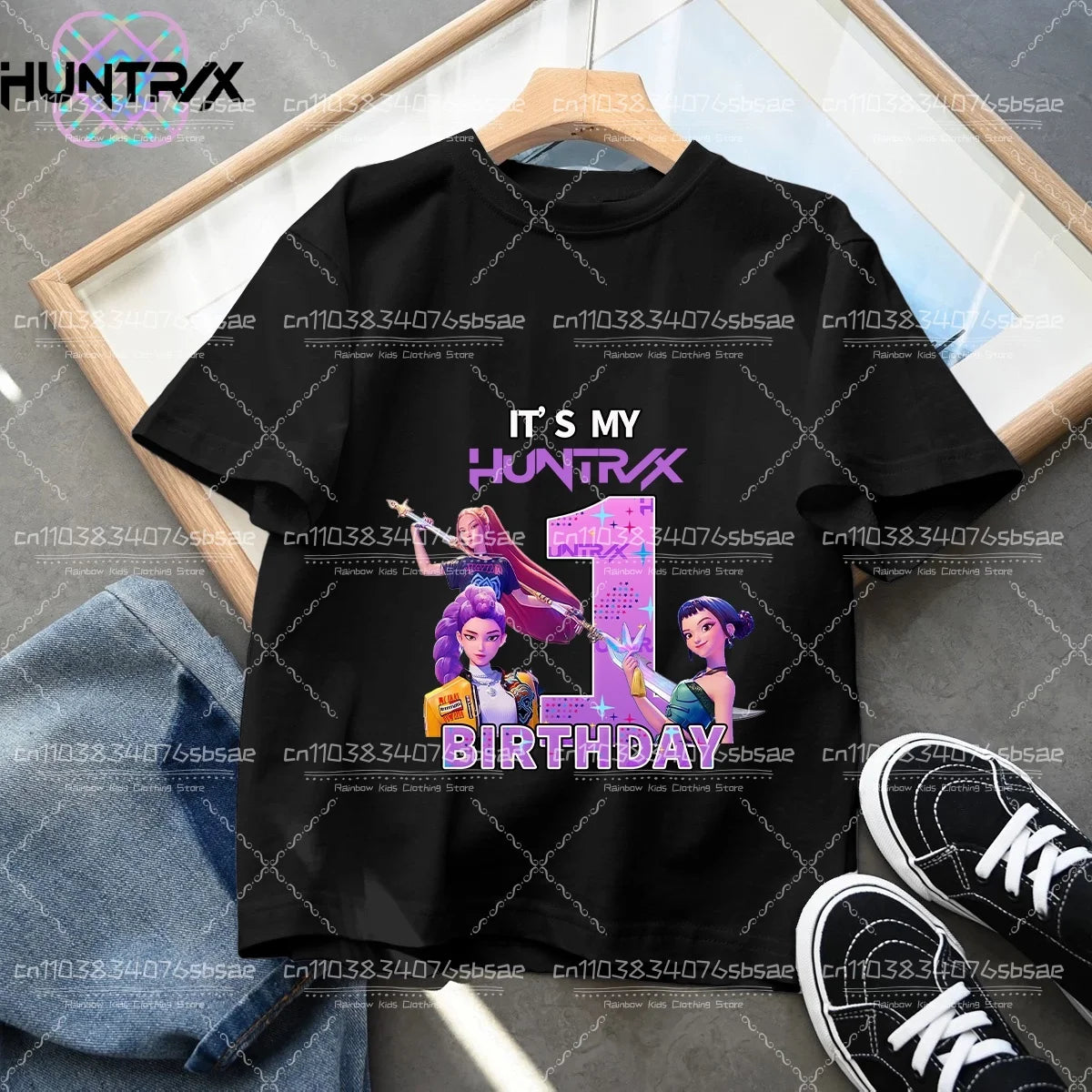 Kpop Demon Hunters Number T-shirt Kawaii Rumy Birthday Tops Party Wear Girls Tee Summer Short Sleeve Cotton Kid Clothes Boutique