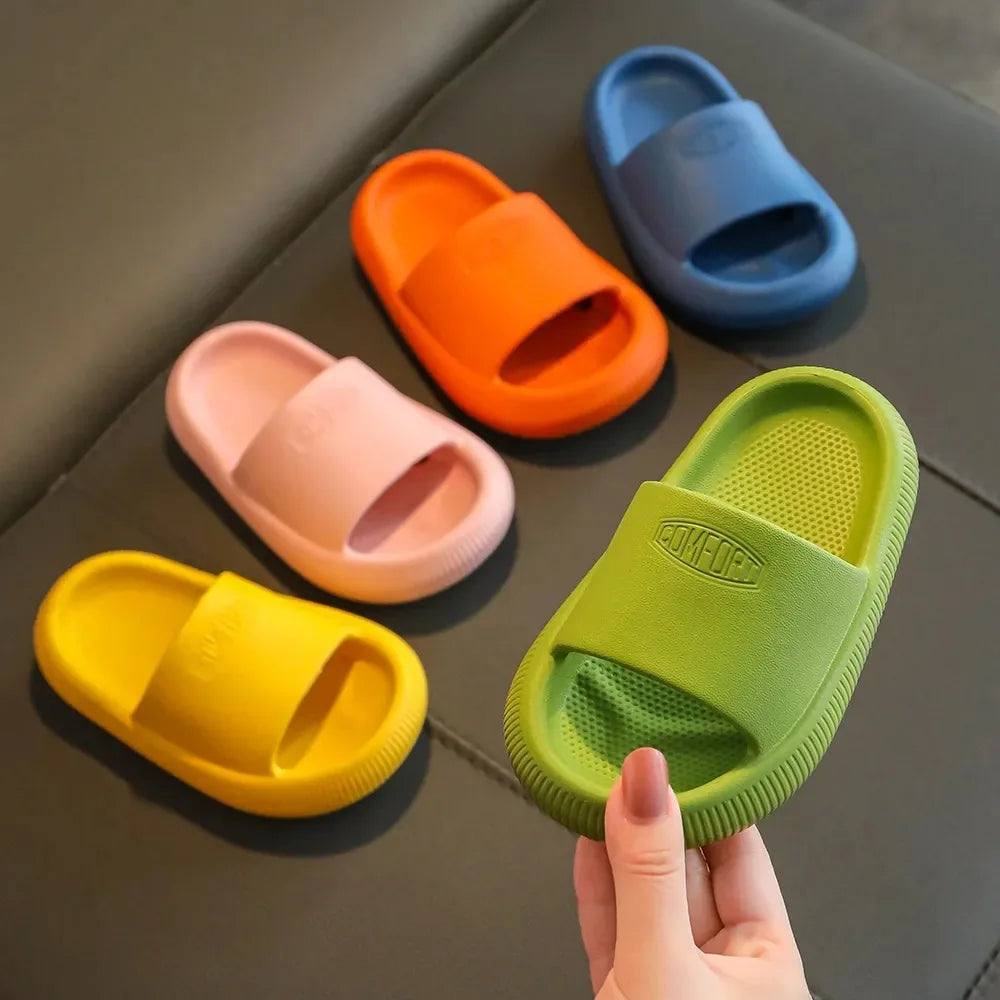 Children's Slippers for Summer Boys and Girls Indoor Bathroom Soft-Soled Thickened Anti-Slip Baby Slippers and Cool Sandals
