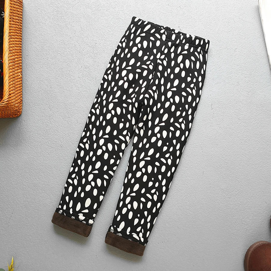 Autumn Winter Print Flowers Thick Warm Kids Toddler Baby Girls Leggings Children's Pants