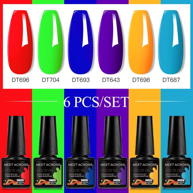 6pc Nail Gel Polish Set DIY Nail Art Semi Permanent UV LED Gel Kit For Nails Decoration Manicure Soak Off Painting Vernis Design
