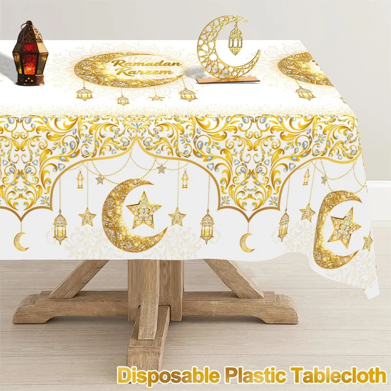 Eid Mubarak Tablecloths Ramadan Decoration for Home 2026 Islamic Muslim Party Decor Ramadan Tableware Supplies Eid Al Adha Gift