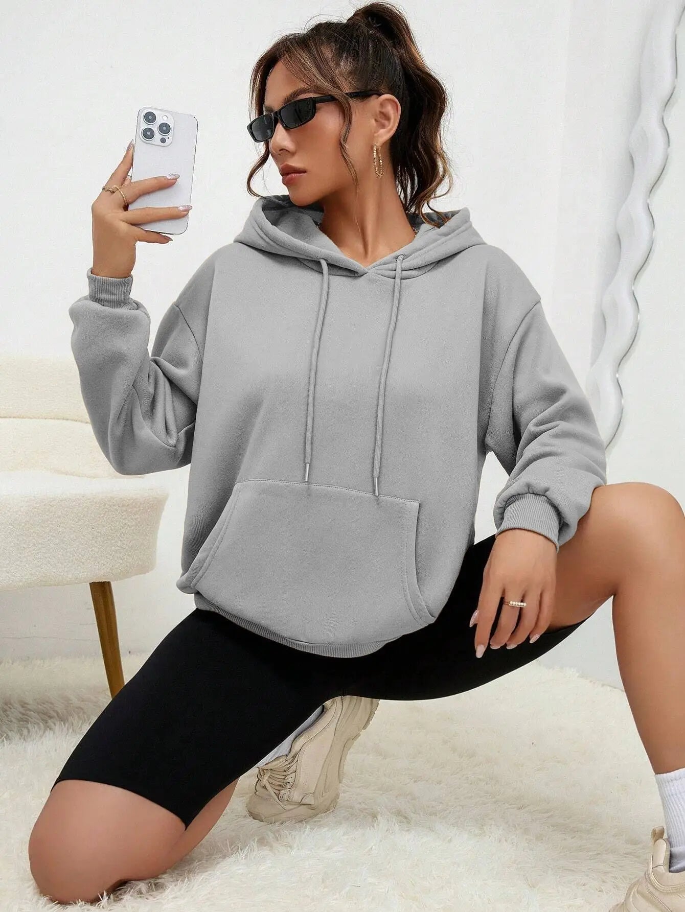 Women’s Solid Color Fleece Hoodie