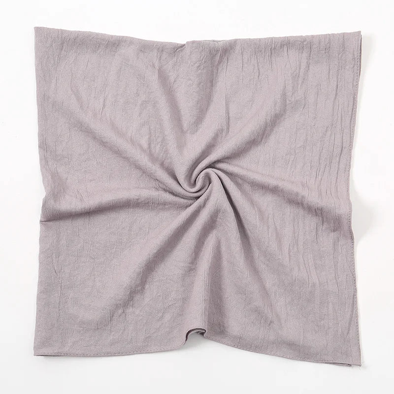 90*90cm Thin Soft Square Scarves for Women Simplicity Solid Color Cotton Linen Headscarf Muslim Female's Hijabs Bag Accessories