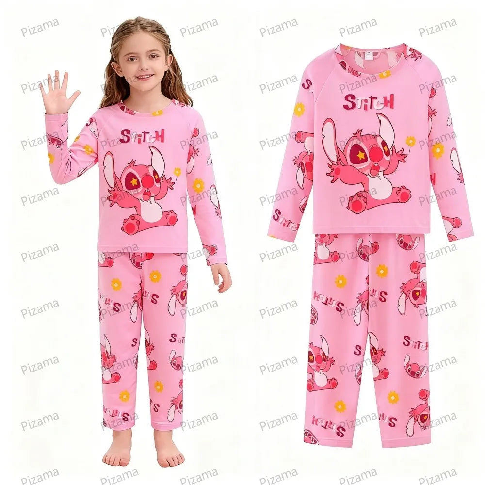 Stitch Pajamas for Kids Girls Long Sleeved Soft Comfortable Lilo & Stitch Pyjamas Suits Children's Loungewear Sleepwear