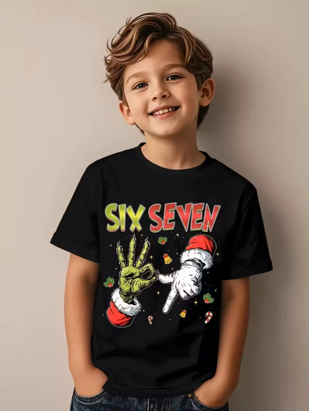 Fun Six Seven 6 7 Meme Design T-Shirt for Kids Chaotic Humor Y2k Game Saying Tee Novelty Gift Boy Top Fashion Children's Clothes