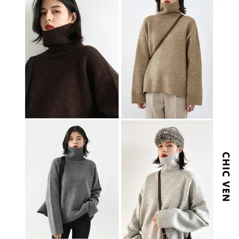 Korean Loose Turtleneck Knit Sweater
