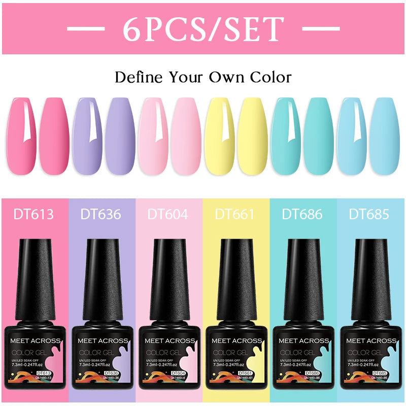6pc Nail Gel Polish Set DIY Nail Art Semi Permanent UV LED Gel Kit For Nails Decoration Manicure Soak Off Painting Vernis Design