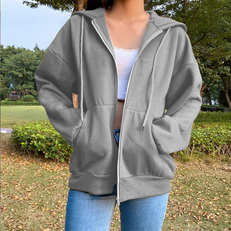 Korean Solid Fleece Hoodie for Women