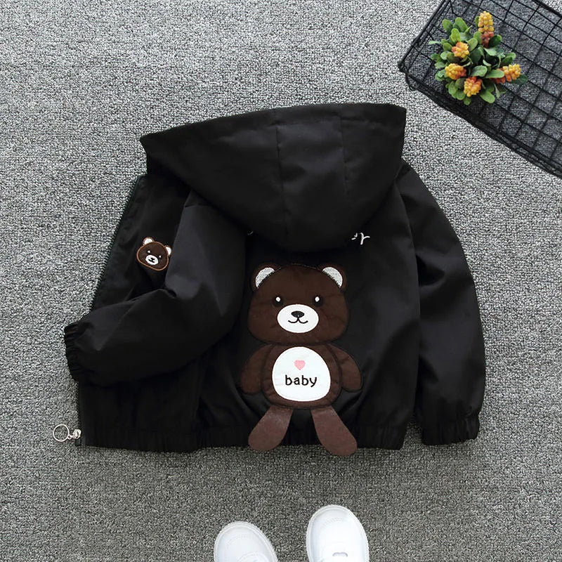 New Rabbit Girls Jacket Spring Autumn Hooded Zipper Baby Windbreaker Coat Birthday Gifts Children's Clothing 1 2 3 4 5 6 Years