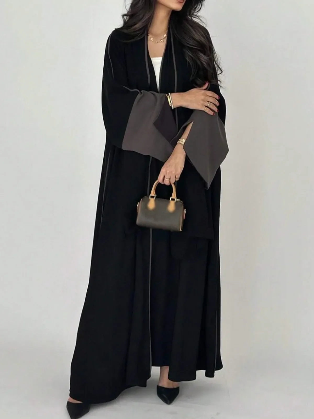 Women Loose Abaya Muslim Full Sleeve Open Front Abayas Middle Eastern Elegant Kaftans Jilbabs Arabian Islamic Maxi Dresses
