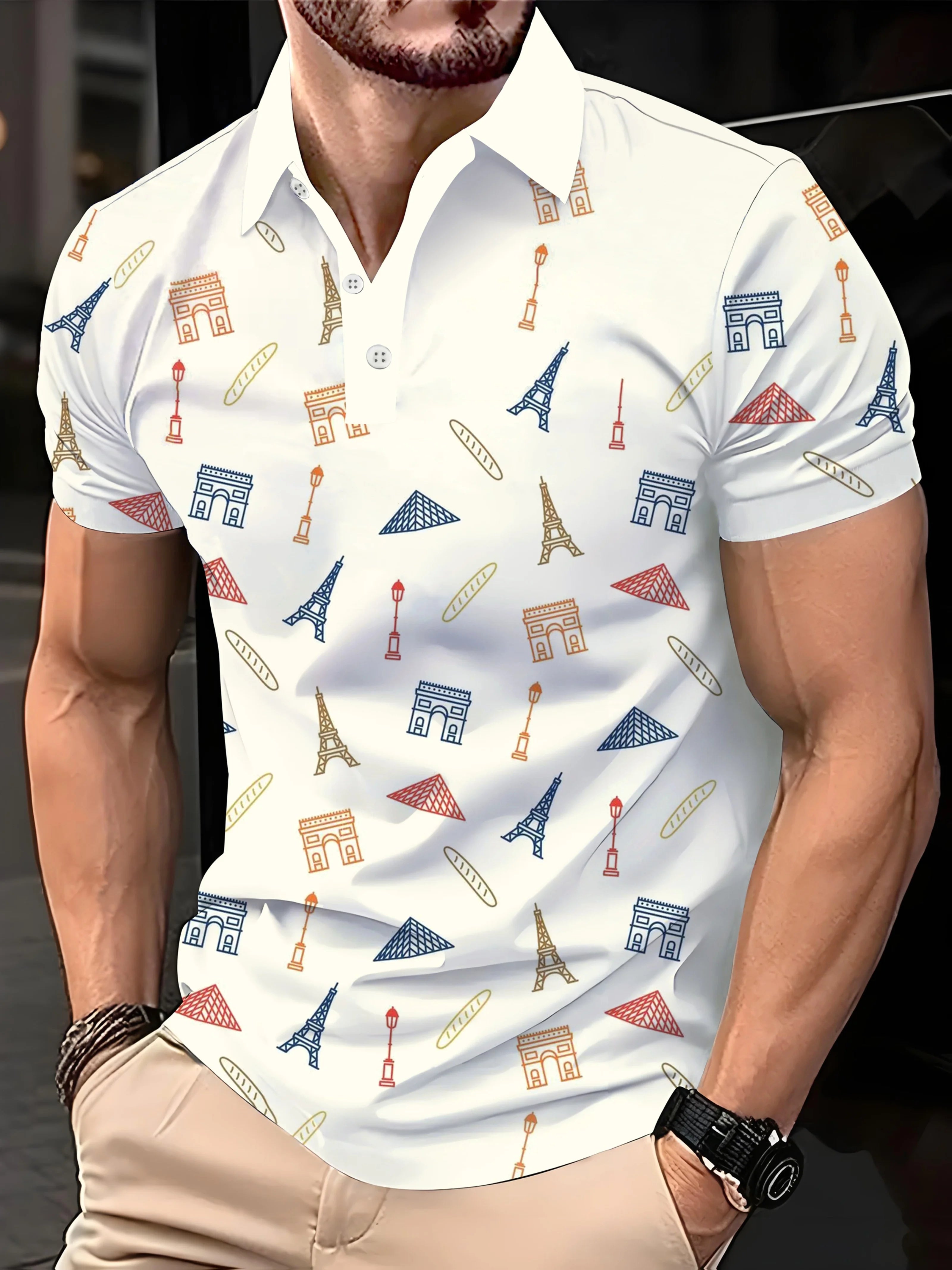 Famous Landmark - POLO Soft, Lightweight, Breathable BOSTON Daily Casual Top, 100% Polyester Fiber Minimalist and Trendy