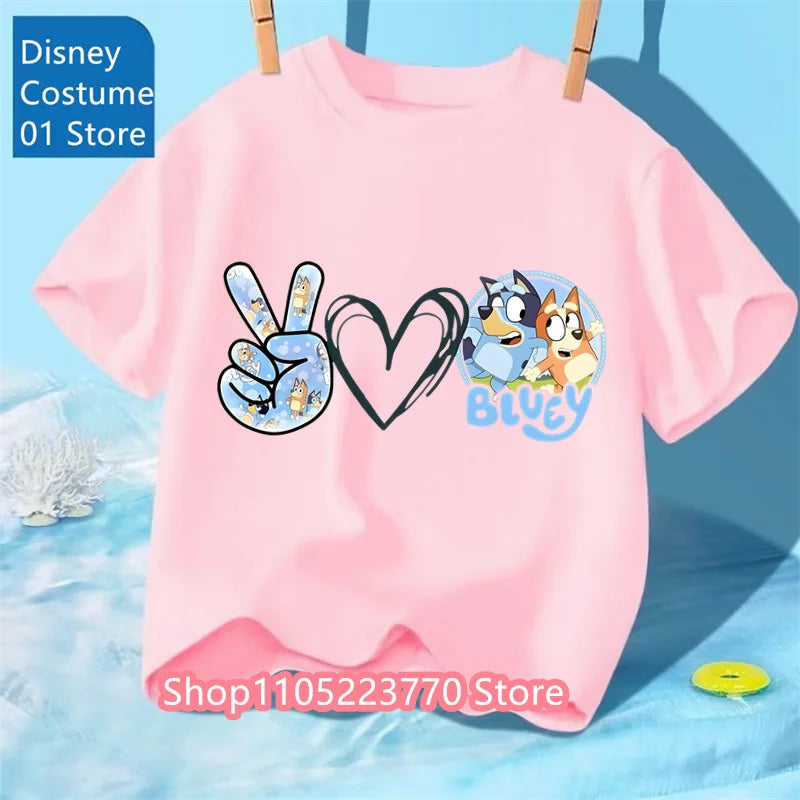 Kids Bluey Cartoon T-Shirt Autumn Winter Short Sleeve Warm Anime Print Comfortable Sweatshirt for Boys and Girls Daily Use