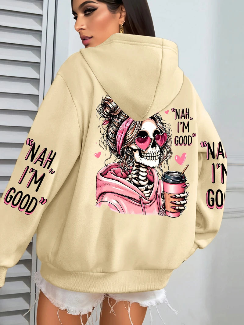 Women’s Funny Print Multicolor Hoodie