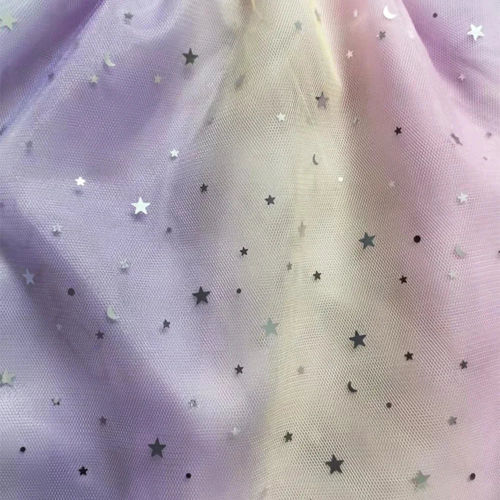 Baby Girls Dress Children Cartoon Mesh Star Sequins Princess Dress Kids Flying Sleeve Skirt For Daily Halloween Birthday Gift