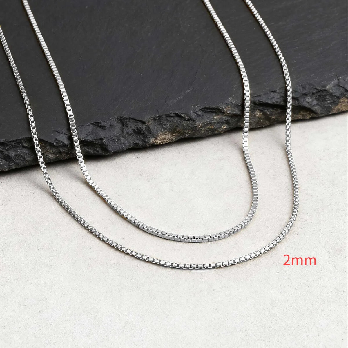 2pcs/set Thin Chain Necklace for Men Boys,Stainless Steel Gold Silver Color Box Chain Collars,Stylish Male Jewelry Gift