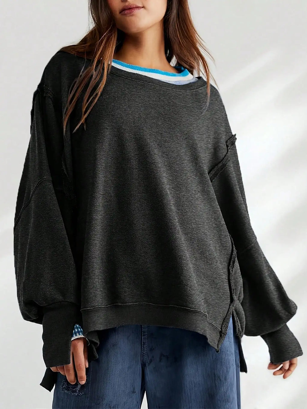 Women’s Striped Crew Neck Sweatshirt