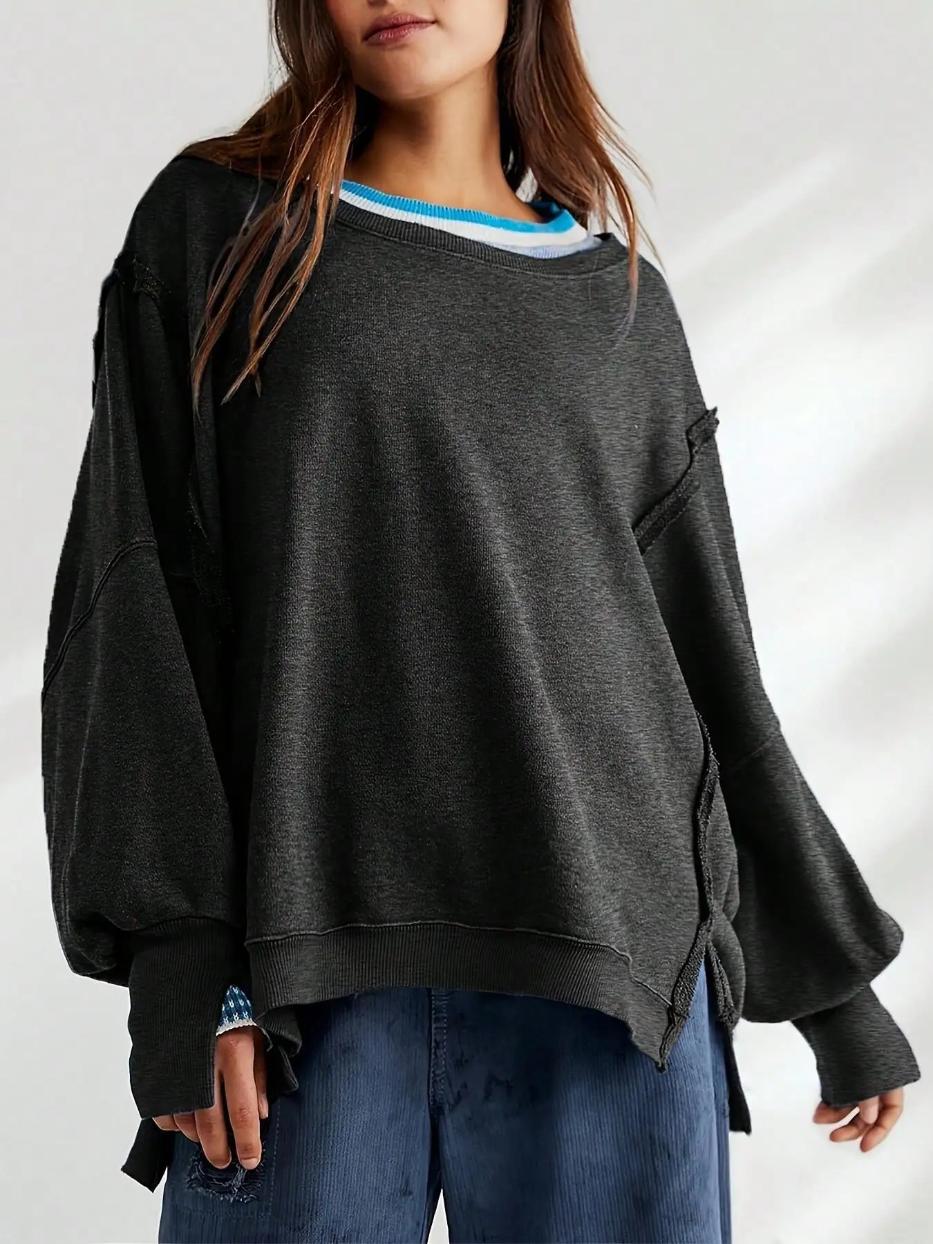 Women’s Striped Crew Neck Sweatshirt