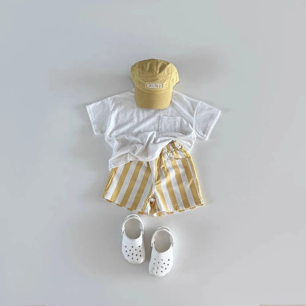 K2630 Korean Style Soft Casual Fashionable Short Pants for Boys And Girls Cute And Trendy Children's Clothing New 2025 Model