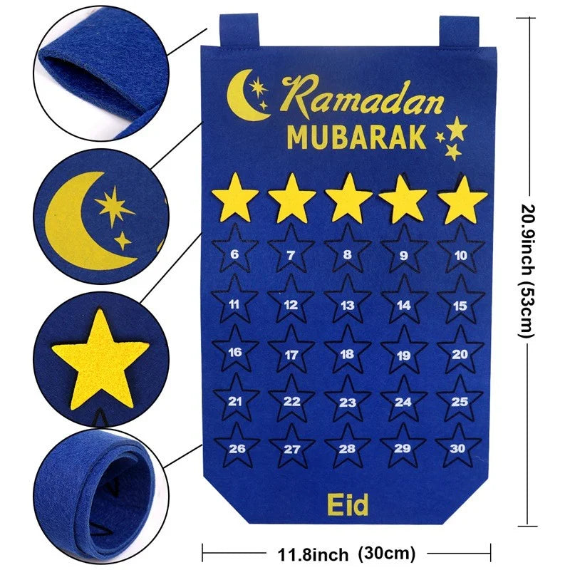 2026 Ramadan Countdown Calendar Eid Mubarak Felt Countdown Ramadan Calendar Muslim Party Decoration Craft Eid Al-Adha Ornament