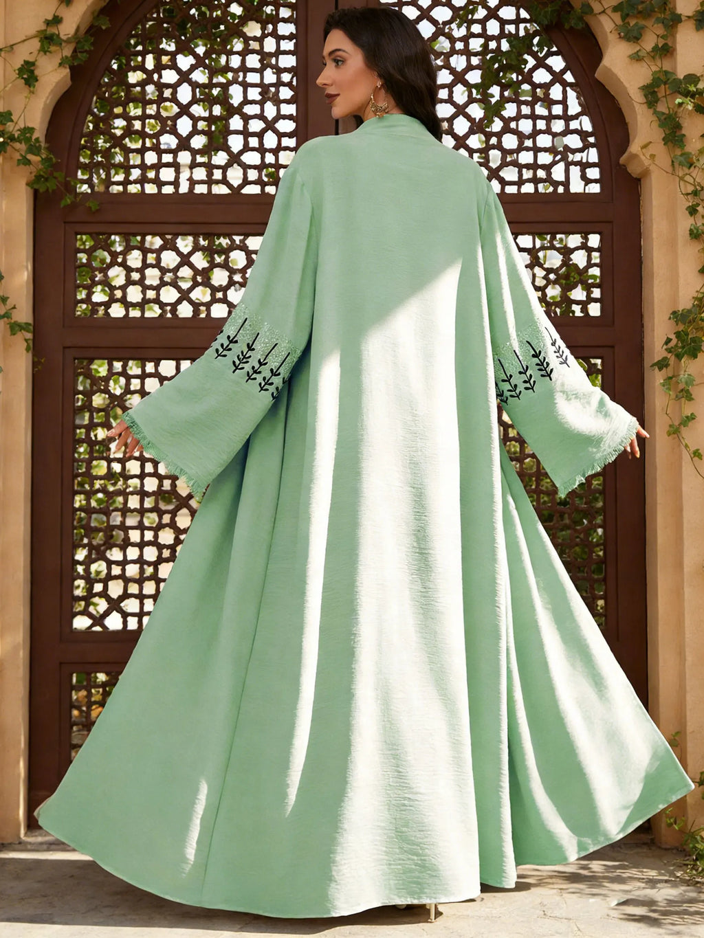Spring New Arrival Long Abaya Dress 2026 Features Unique Embroidered Sleeves  Islam Kimono Kaftan Muslim Women Abaya Belted Robe