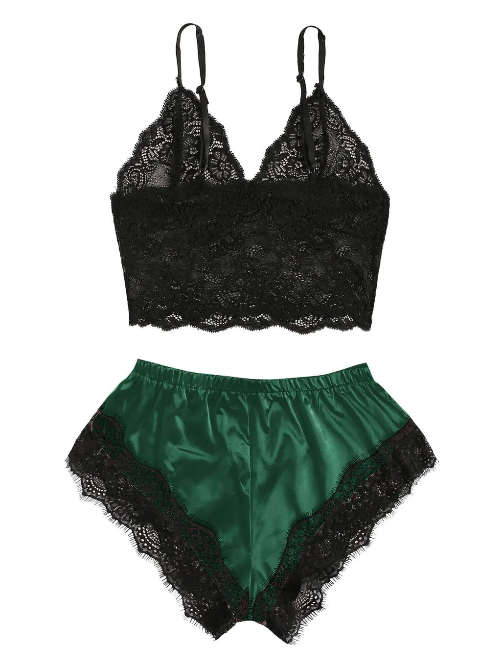 Women's 2 Piece Sexy Lace Pajama Set See