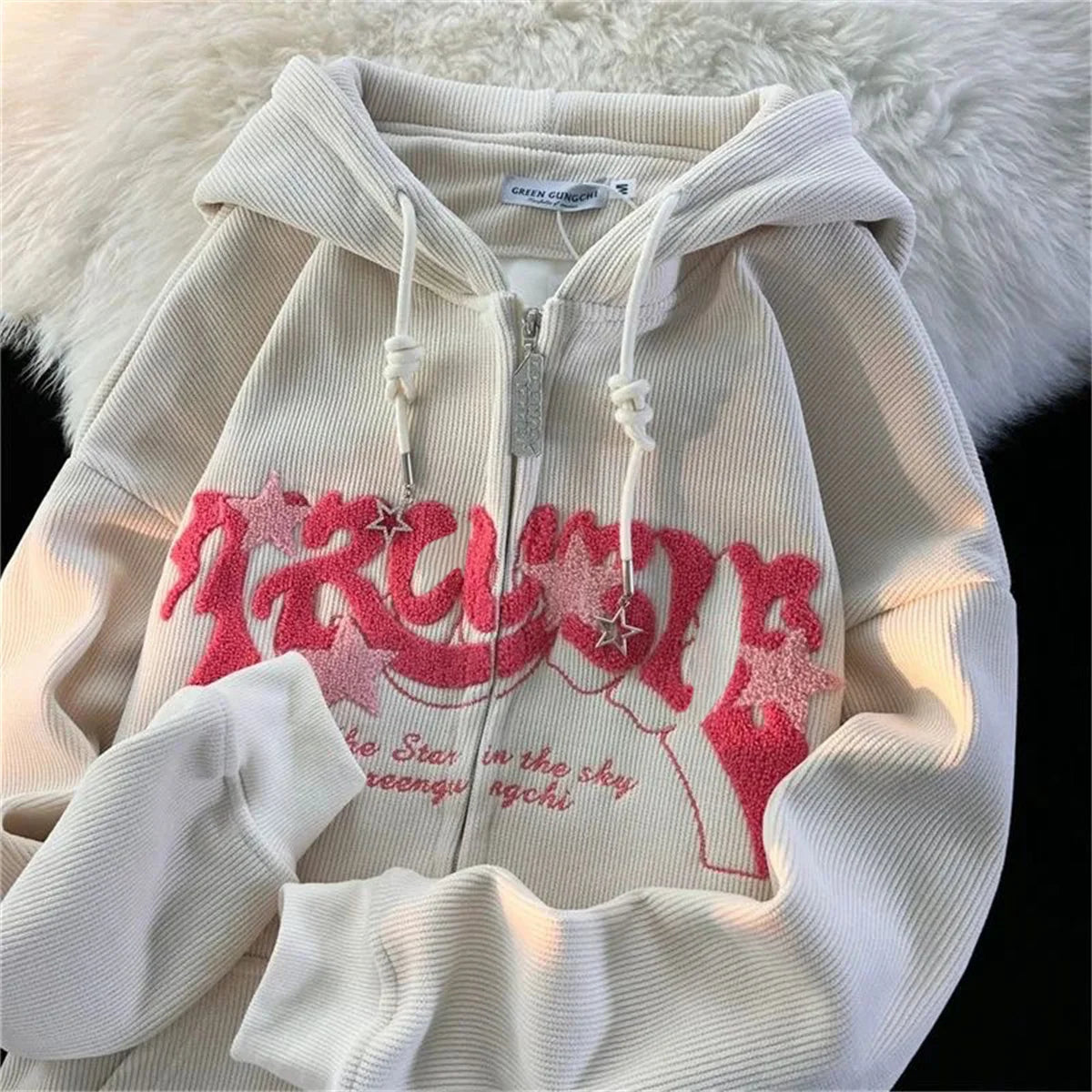 Women’s Embroidered Zip-Up Hoodie