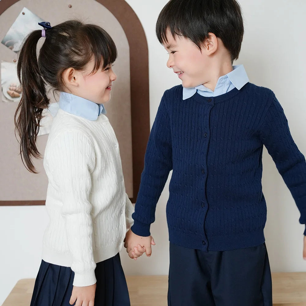 Girls Knit Cardigan Kids Button Long Sleeve Knit Sweater Clothes Cord Knit Sweater