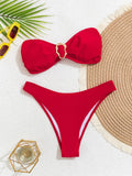 "2025 Sexy Bandeau Push-Up Bikini Set - Brazilian Thong Swimwear for Women"