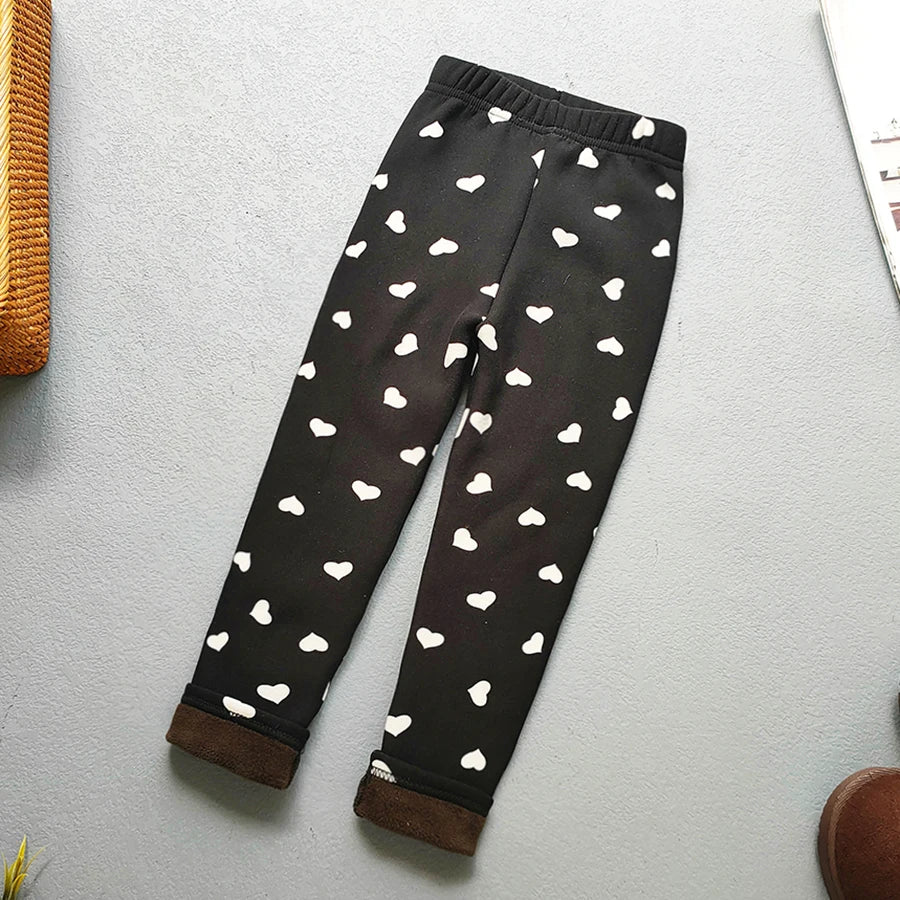 Autumn Winter Print Flowers Thick Warm Kids Toddler Baby Girls Leggings Children's Pants