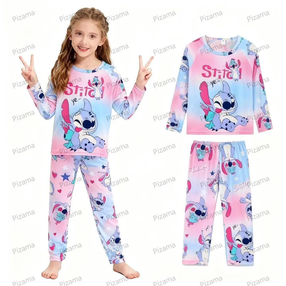 Stitch Pajamas for Kids Girls Long Sleeved Soft Comfortable Lilo & Stitch Pyjamas Suits Children's Loungewear Sleepwear