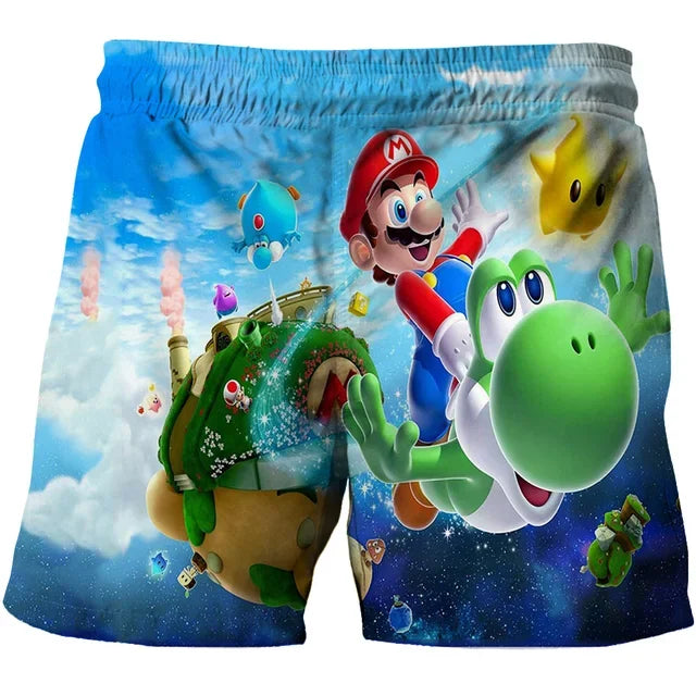 Super Marios Cartoon Beach Shorts, Beach Swimming Pants, Boys' Fashion Children's Sports Shorts, Super Marios New Style