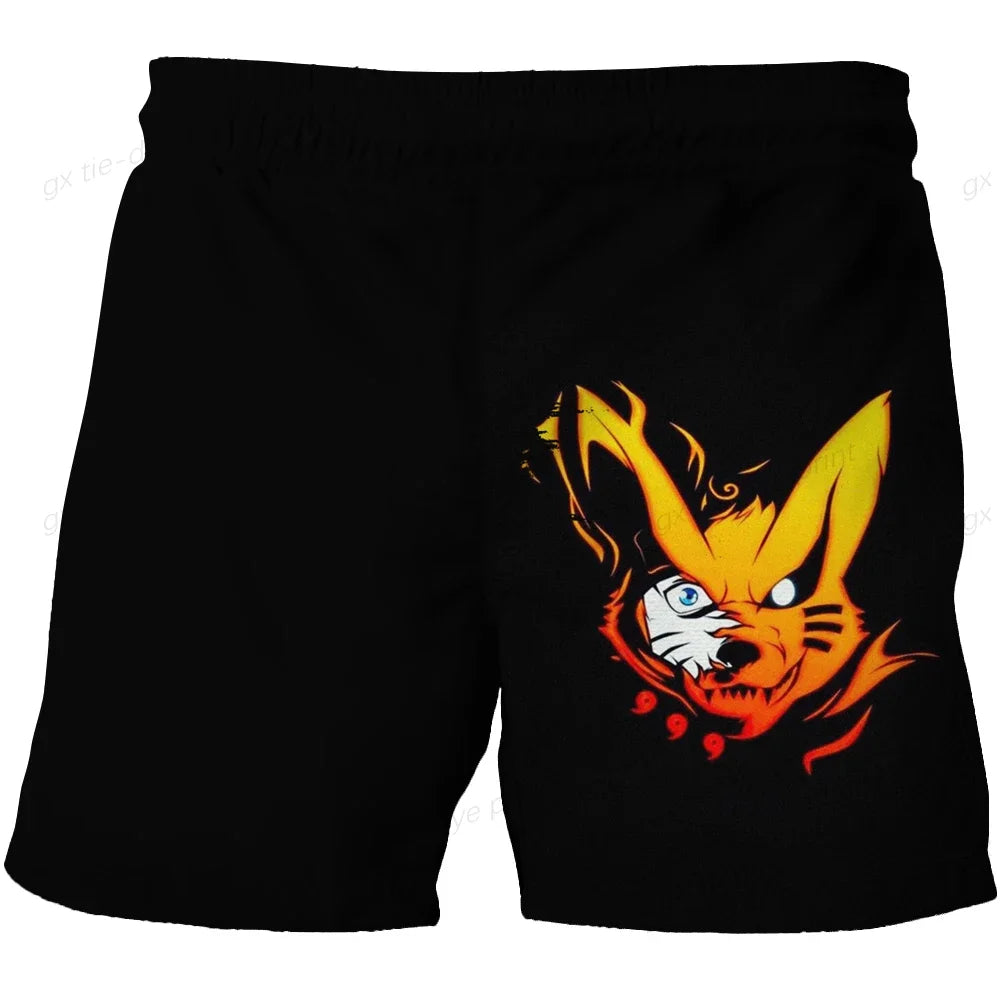2024 Hawaiian Naruto Shorts Boy Breathable Printed Anime Boys Beach New Summer Surfing Swimming Short Pants