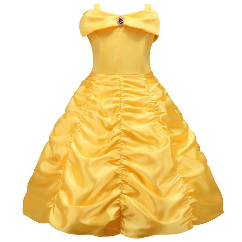 Kids Belle Costume Girl Halloween Princess Cosplay Party Dress Children Rapunzel Cinderella Anna Elsa Encanto Birthday Clothes