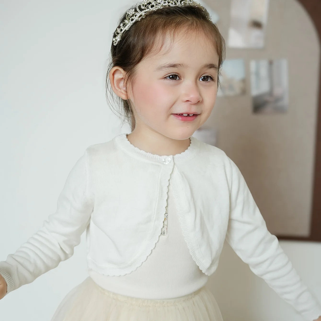 1 to 13 Years Kids Girl Solid Cardigan Round Neck Sweater Cardigans Knitted Toddler Girl Cotton Wedding Party Clothing