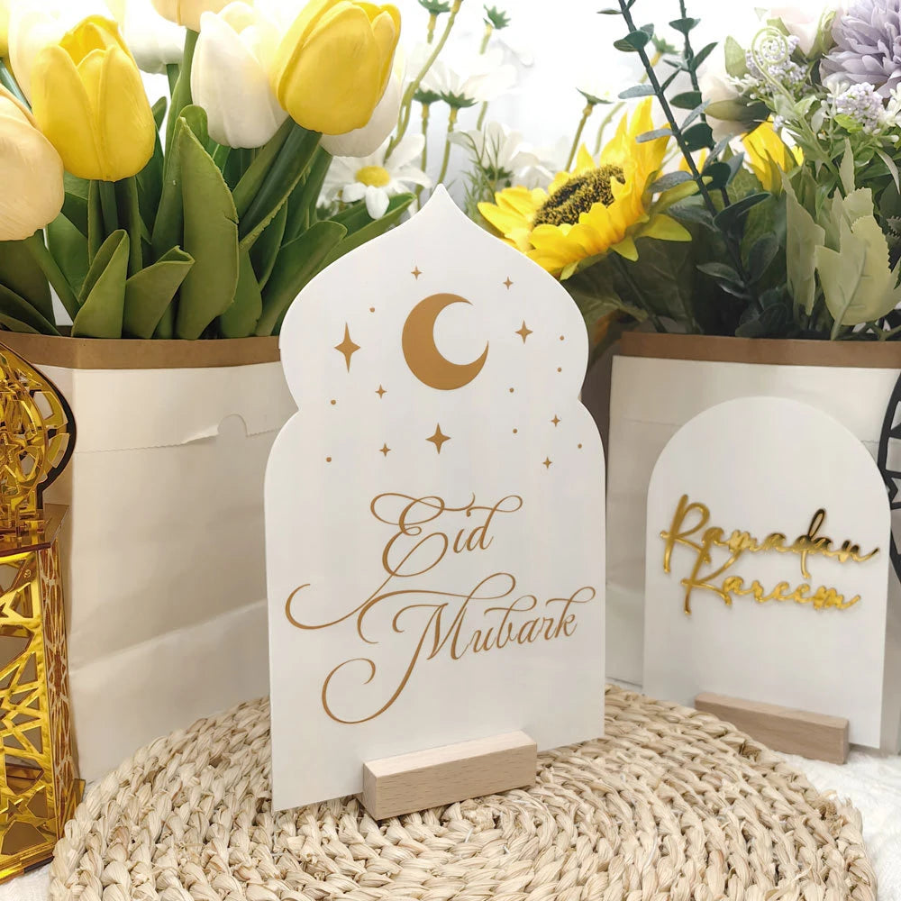 Reusable Acrylic Ramadan Calendar Board & Wooden Base ,2026 Eid Mubarak Table Decoration,Ramadan Kareem Party Supplies