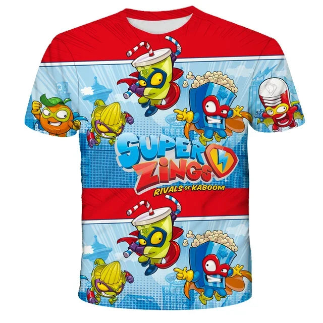 Super Zings T Shirt Kids Toddler Anime Game Streetwear Short Sleeve