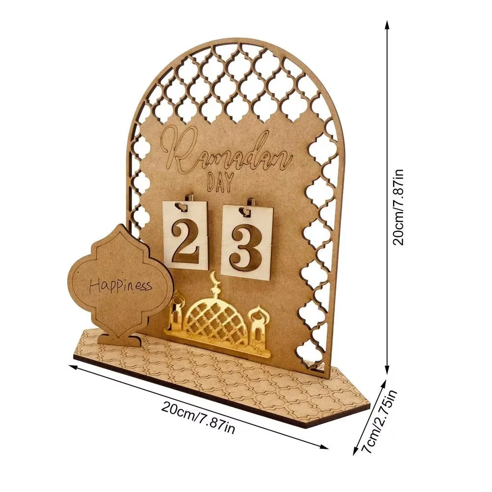 DIY Wooden Eid Countdown Calendar 2026 Ramadan Craft Ornament Easy To Install Home Party Decoration Islamic Festival Gift Set