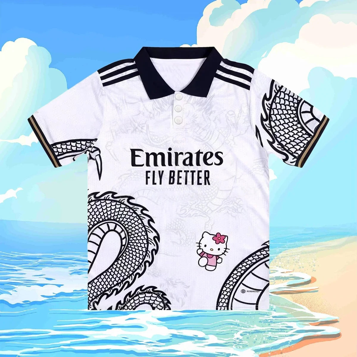 Summer Fashion Casual Fresh Polo Shirt Sanrio Hello Kitty 3D Mesh Breathable Quick Drying Sports Men Women's Comfortable T-Shirt