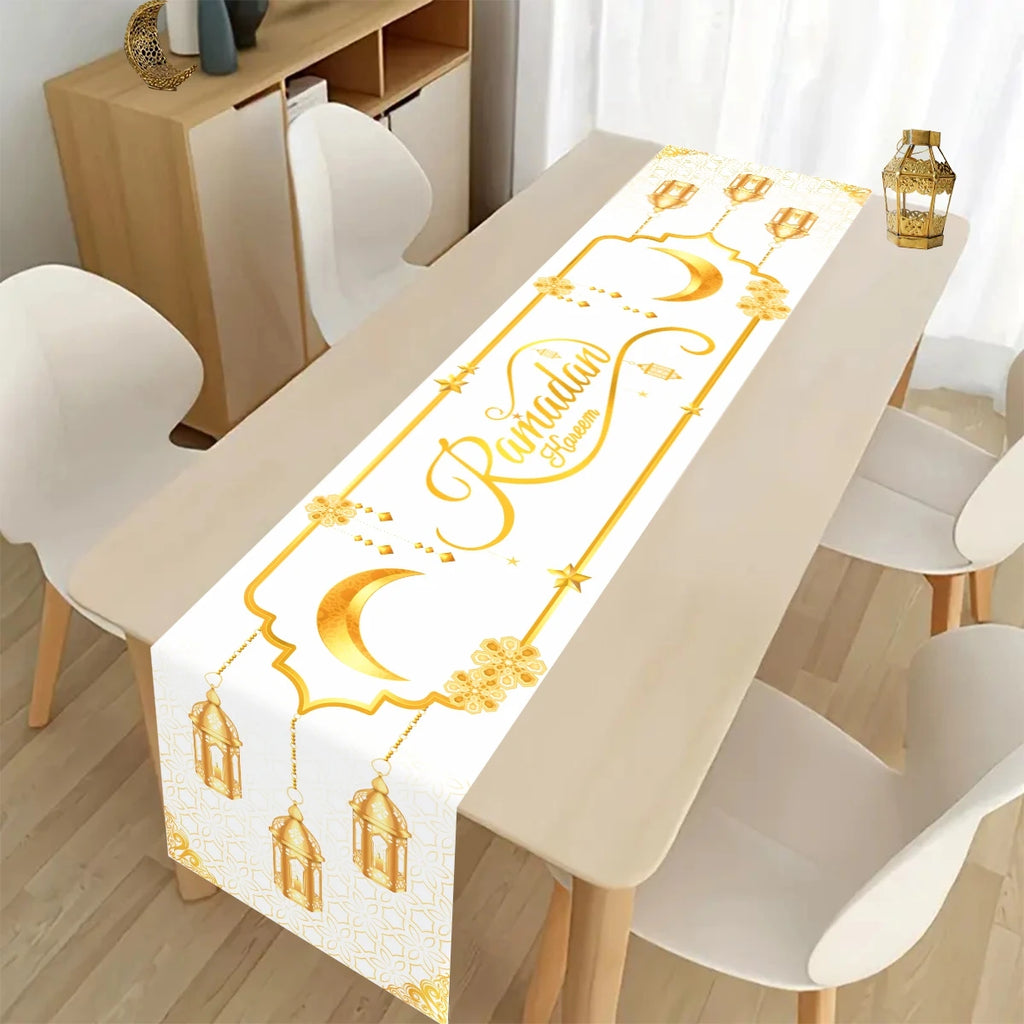 Eid Mubarak Table Runner Ramadan Tablecovers Ramadan Kareem Decoration for Home 2026 Islamic Muslim Party Eid Al Adha Gifts